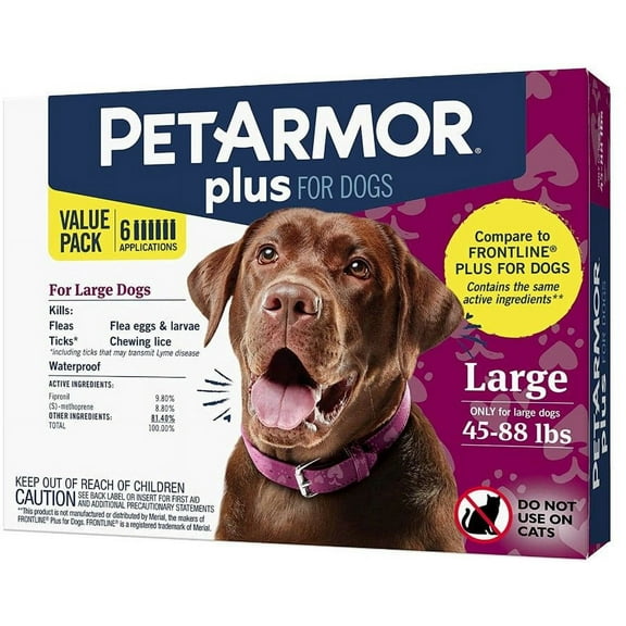 (Pack of 4) PetArmor PetArmor Plus Flea and Tick Treatment for Large Dogs (45-88 Pounds) 6 count