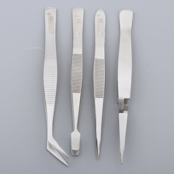 Pack of 4 Professional Craft Tweezers Set for Hobby, Electronics, Model Making, Jewelry Picking Tool