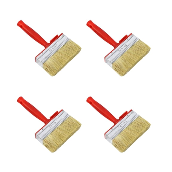 Pack of 4 Professional Wall Paint Brushes for Solvent Base Coatings Stains Wood Oil with Sturdy Plastic Handle