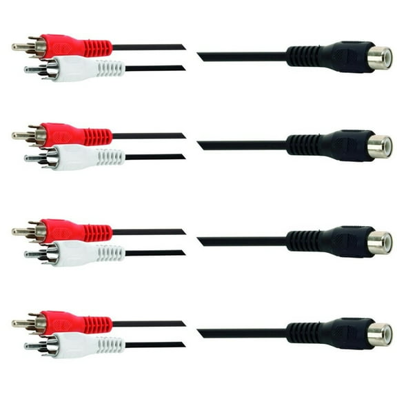 ( Pack of 4 ) RCA Phono Y Splitter Leads Audio Splitting Split Cable 2 Male to 1 Female