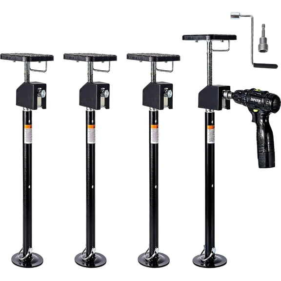 Pack of 4 RV Slide Out Support Jacks 20000 lb Stabilizer Set with Adjustable 21-49 In Height Drill and Hand Crank Compatible