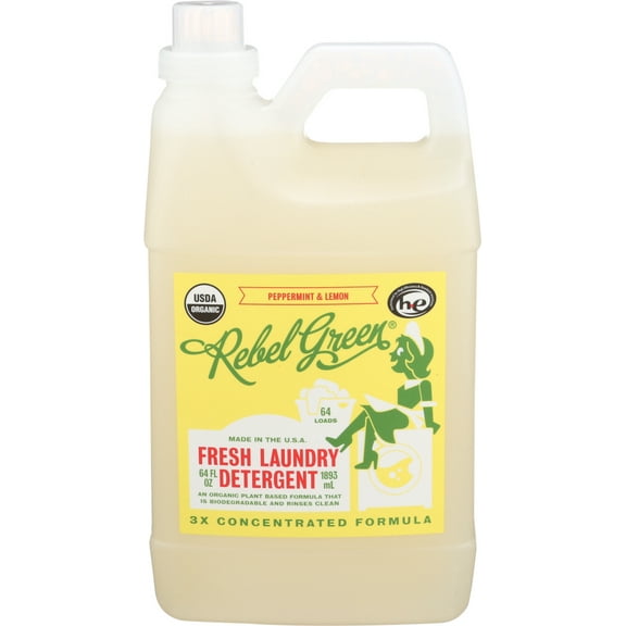 (Pack of 4) Rebel Green Detergent Laundry Peppermint Lemon 68 Fo