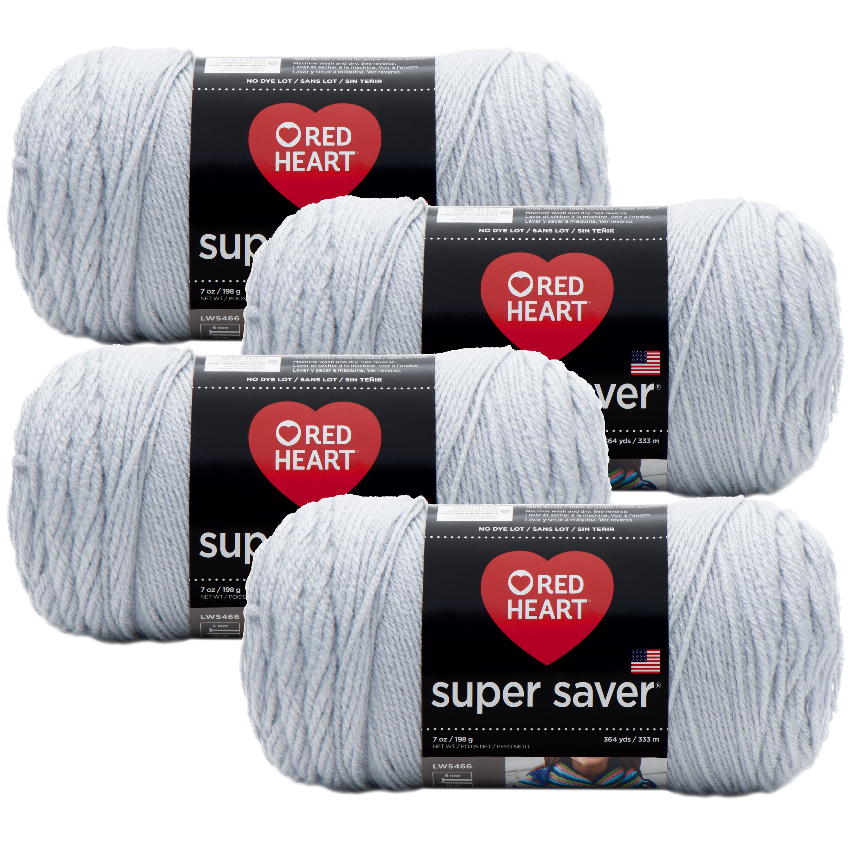 (Pack of 4) Red Heart Super Saver Yarn-Light Gray