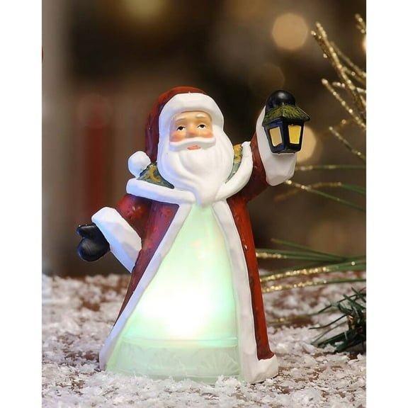 Pack of 4 Red and White LED Lighted Small Glowing Santa Tabletop Decors 3.25"