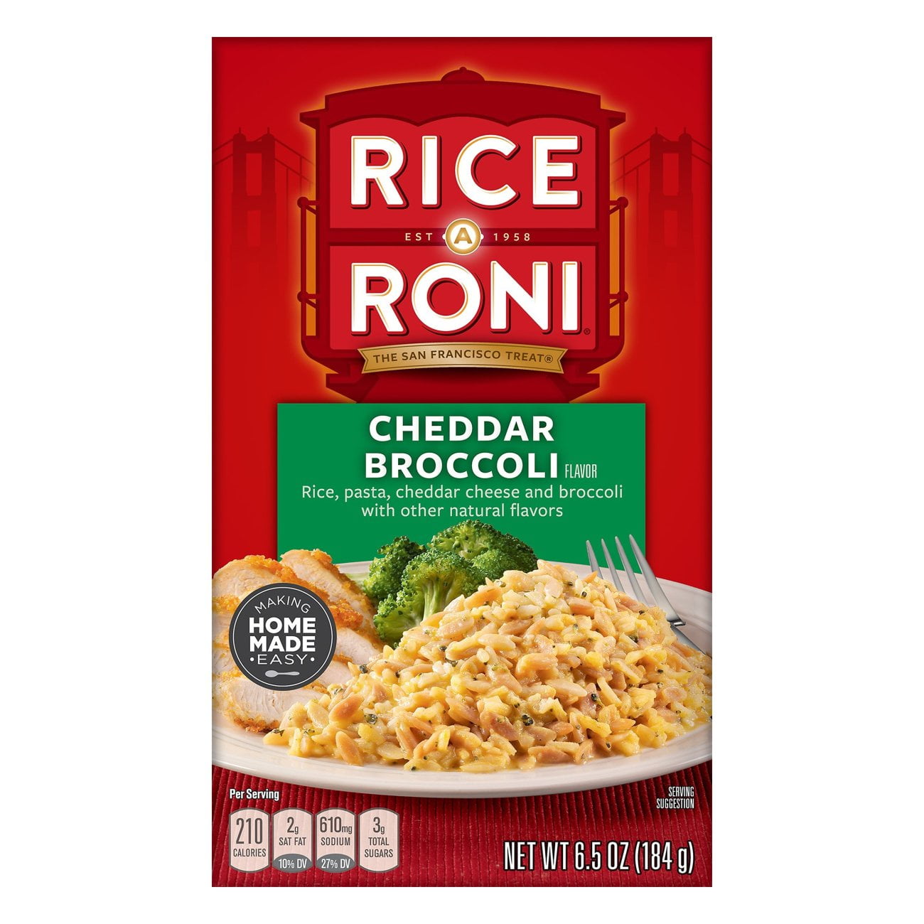 Pack of 4 Rice A Roni Cheddar Broccoli Flavor Rice - 6.5 oz - Package may vary