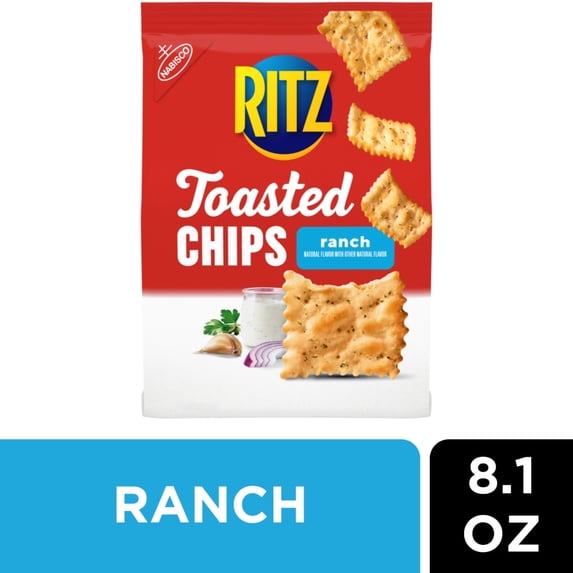 Pack of 4 Ritz Toasted Chips Ranch Crackers, 8.1 oz (packaging may vary)