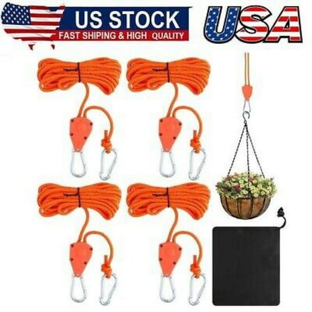 Pack of 4 Rope Ratchet, Adjustable Ratchet Hangers 4 m, 1/8 Inch, Pull Ratchet