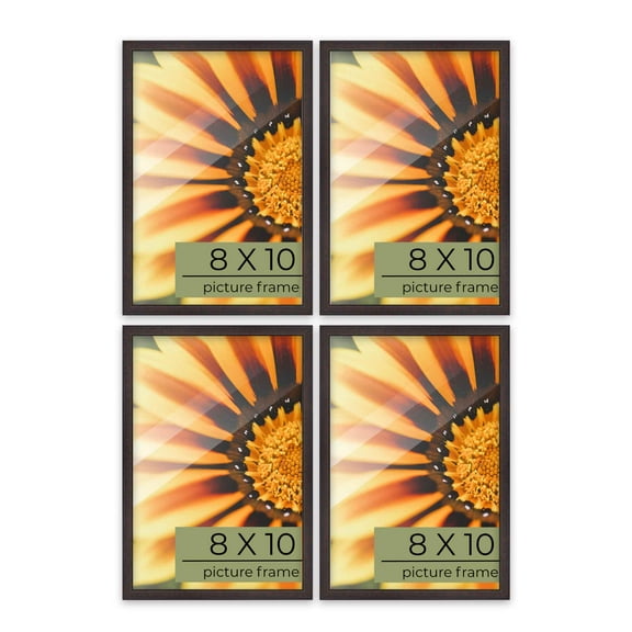 Pack of 4 Rustic Brown 8x10 Picture Frames | Solid Wood | UV-Resistant Acrylic | Easy Gallery Wall