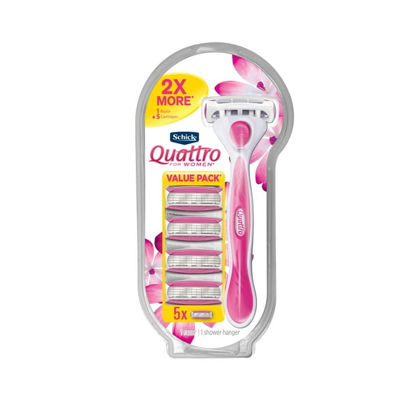 Pack of 4 Schick Quattro for Women Razor + 4 Blade Refills - Each - Package may vary