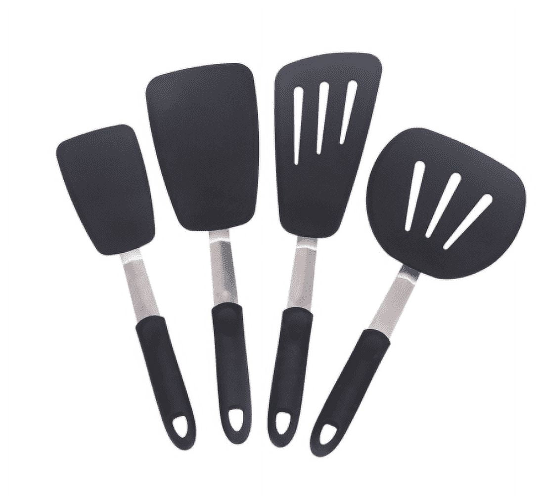 Pack of 4 Silicone,YiXing Non Stick Kitchen Spatulas,High Heat Resistant,Ideal for Fish,Eggs,Pancakes(Black)