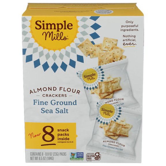 (Pack of 4) Simple Mills Cracker Snack Pack Sea Salt 6.5 Oz