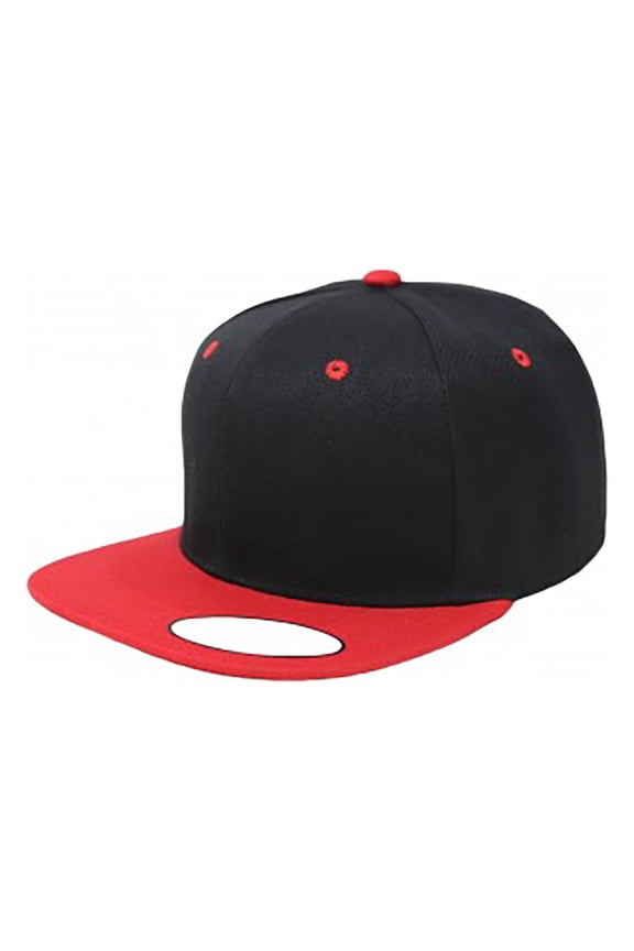 Pack of 4 Snapback Cap Hat Flatbrim Adjustable (Black & Red)