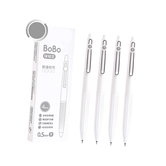 Pack of 4 Soft Grip Retractable 0.5mm Black Ink Night Study Writing Tools With Comfortable Rubber Handle