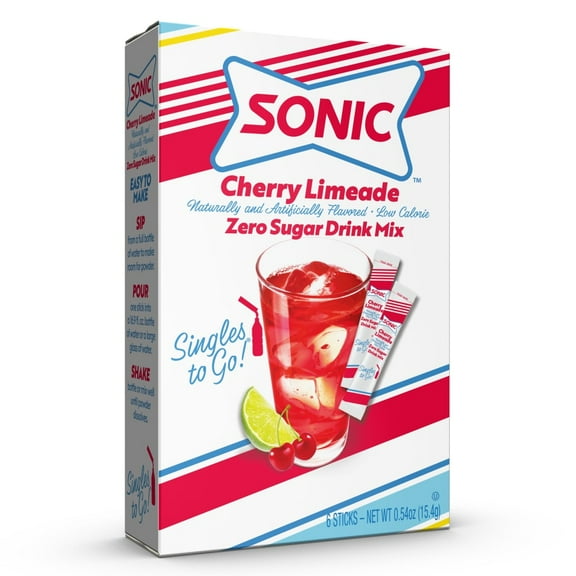 Pack of 4 Sonic Singles to Go! Zero Sugar Cherry Limeade Drink Mix Packets, 6 ct (packaging may vary)