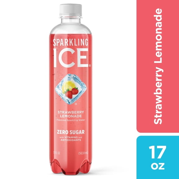 Pack of 4 Sparkling Ice Zero Sugar Strawberry Lemonade Sparkling Water, 17 fl oz (packaging may vary)