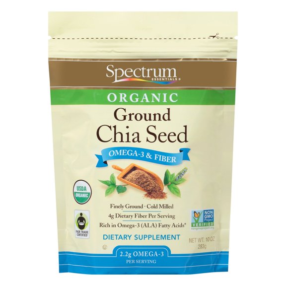 Pack of 4 Spectrum Essentials Organic Ground Chia Seed - 10 oz - Package may vary