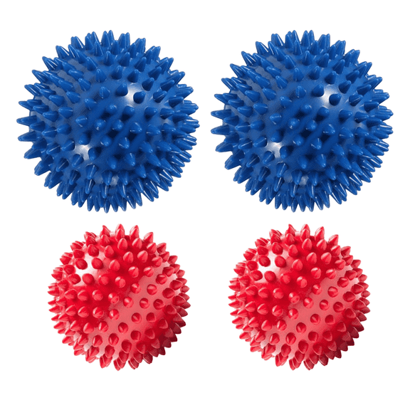 Prichor 4-Piece Spiky Hard Massage Balls Foot Arch Trainer, Muscle Massager Ball for Exercise 2 Blue + 2 Red