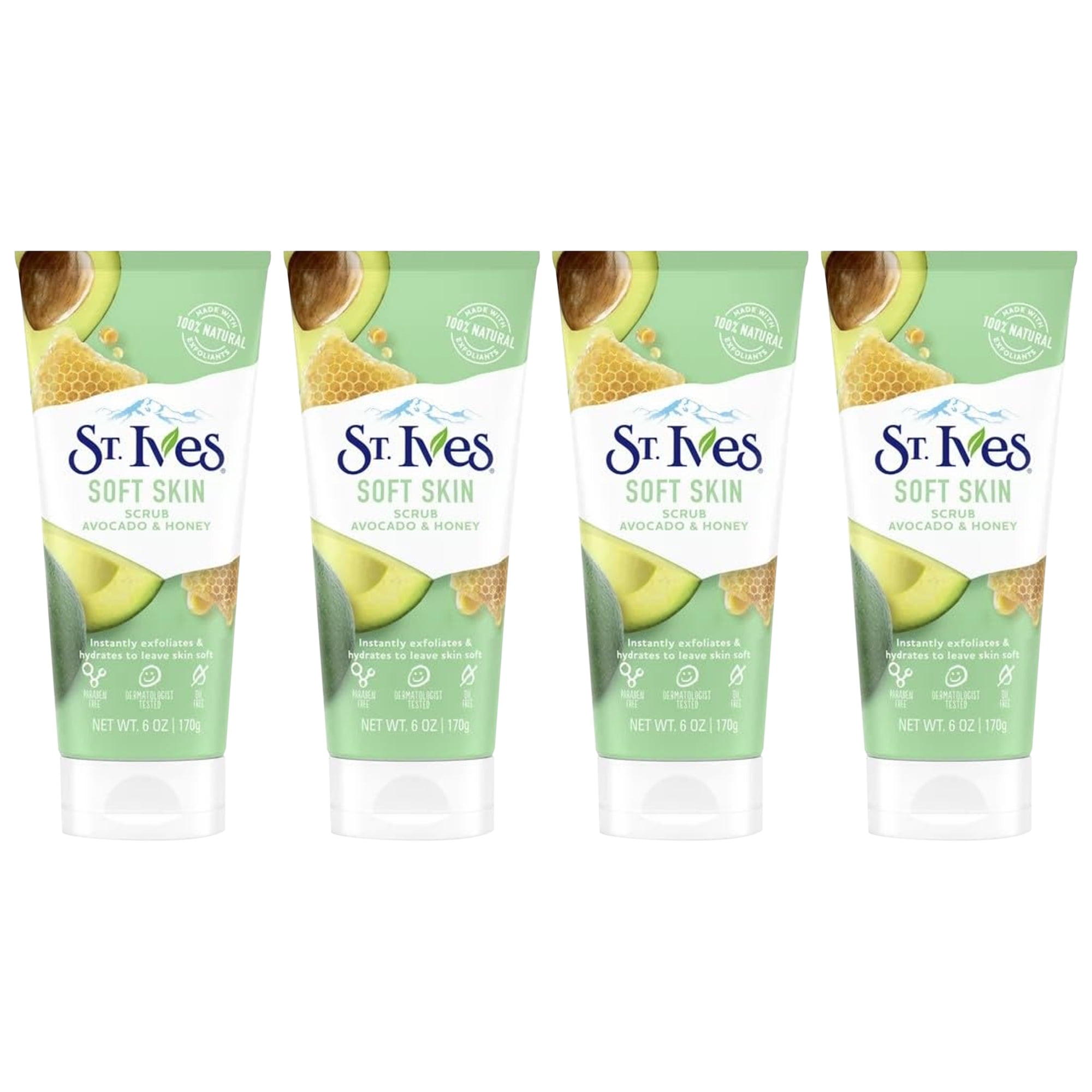 Pack of (4) St Ives, Avocado And Honey Soft Skin Scrub, 6 Ounce
