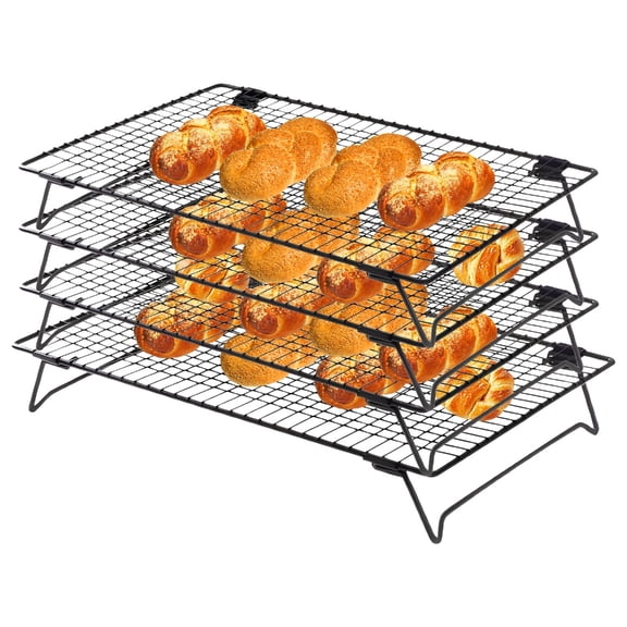 Pack of 4 Stackable Baking Cooling Rack Multi Tiers Carbon Steel Kitchen Tool