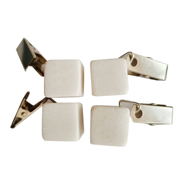 Pack of 4 Tablecloth Weights Marble Stone Heavy Pendants Tablecloth Hangers with Clips for Outdoor Party Table