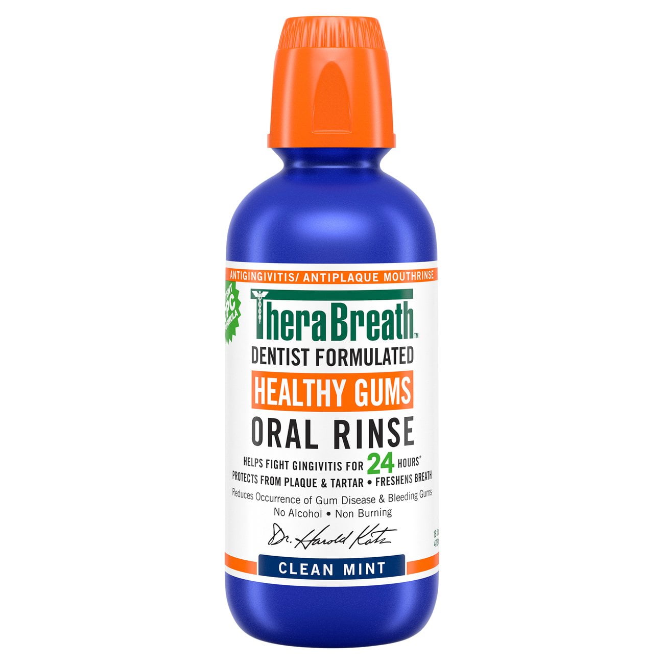 Pack of 4 TheraBreath Clean Mint Healthy Gums Oral Rinse - 16 oz - Package may vary