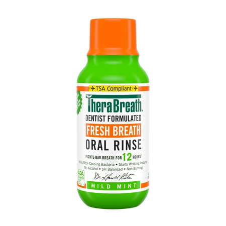 Pack of 4 TheraBreath Travel Size Fresh Breath Oral Rinse - Mild Mint - 3 oz - Package may vary