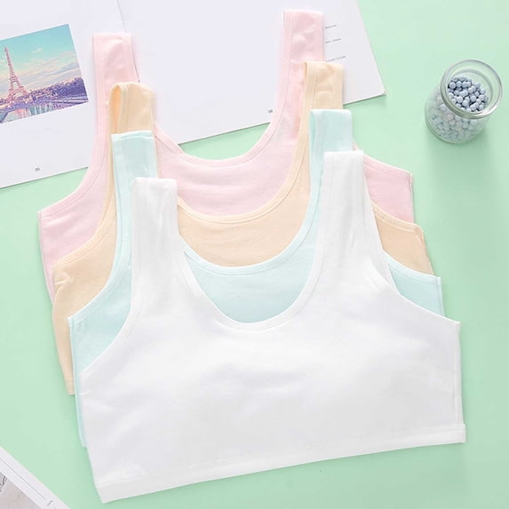 Pack of 4 Training Bras for Girls Seamless Cami Sports Vest(Multicolor S)