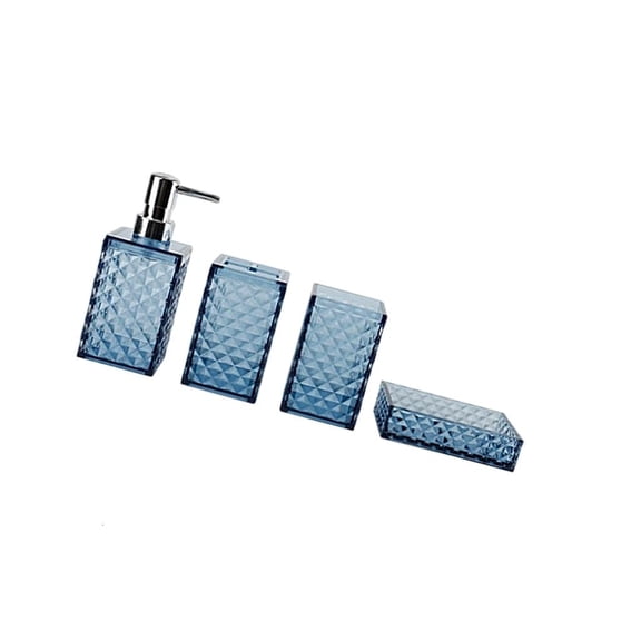 Pack of 4 TransparentD1am0ndsGrids Lotion Bottle Toothbrush Holder Mouthwash Cup Soap Dish Bathtubs Storage Supplies