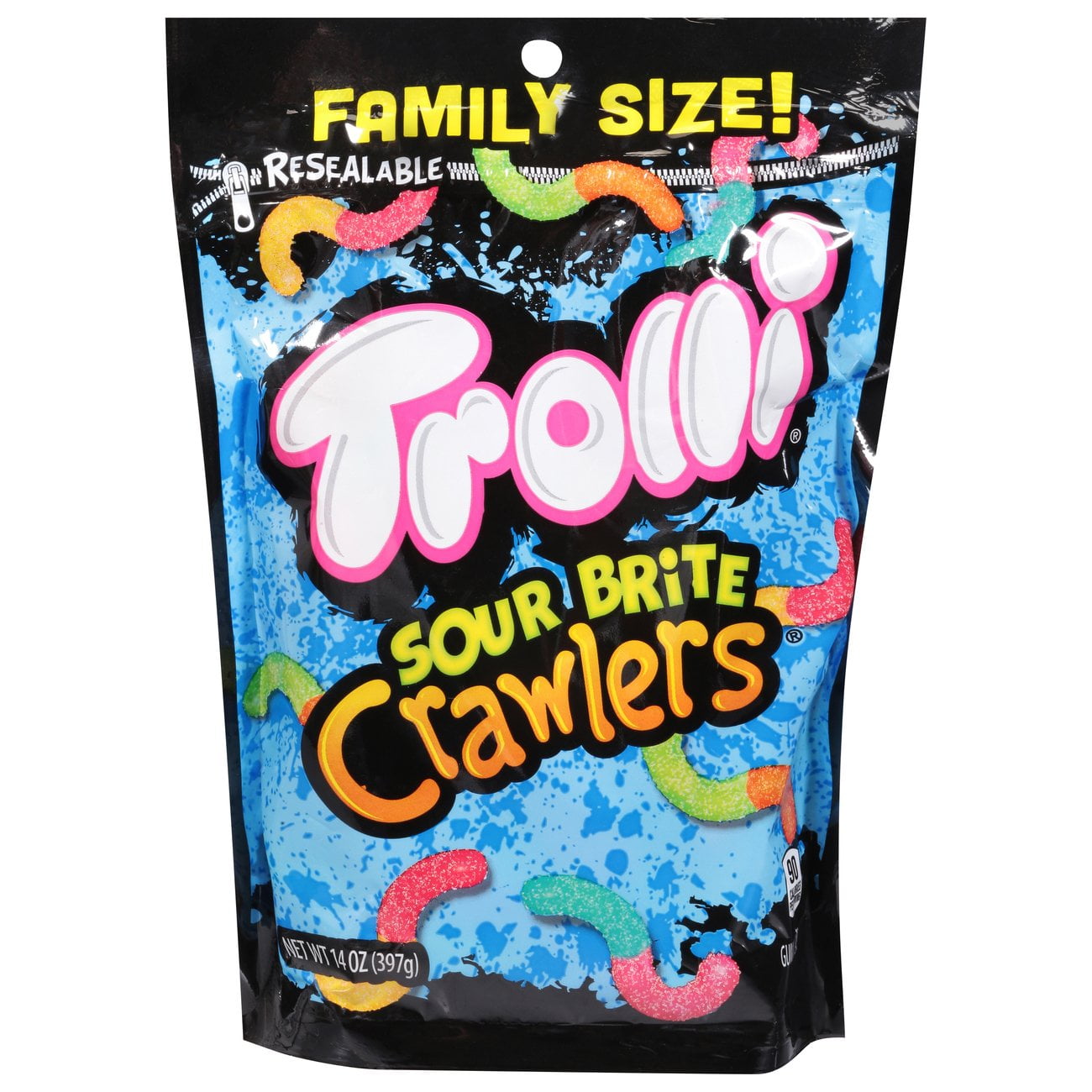 Pack of 4 Trolli Sour Brite Crawlers Candy - Family Size - 14 oz - Package may vary