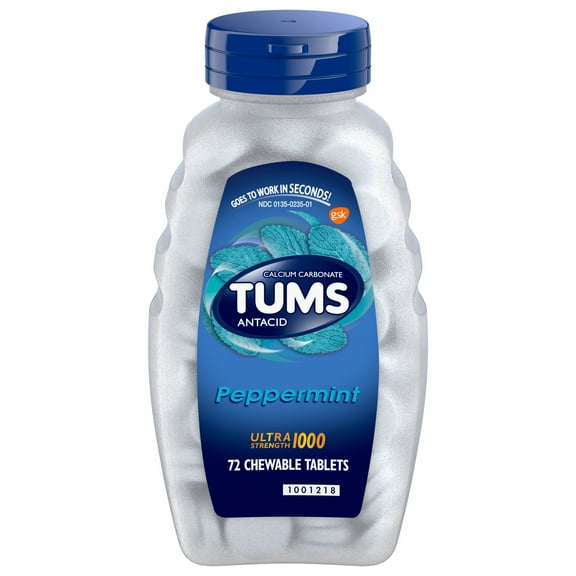 Pack of 4 Tums Antacid Ultra Strength Chewable Tablets - Peppermint - 72 ct - Package may vary