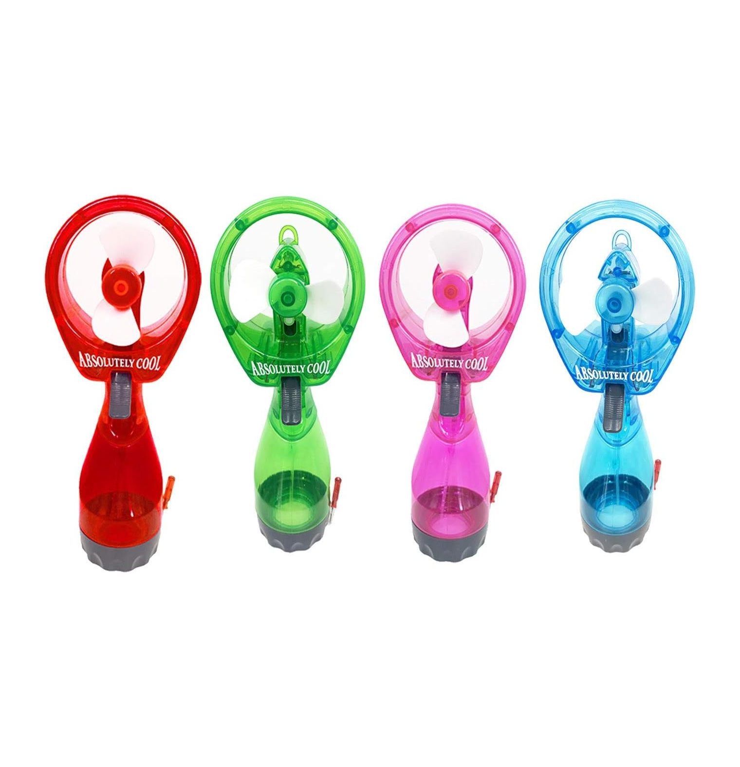 Pack of 4 Water Spray Mist Bottle Fan Portable Handheld Fan Mister AA