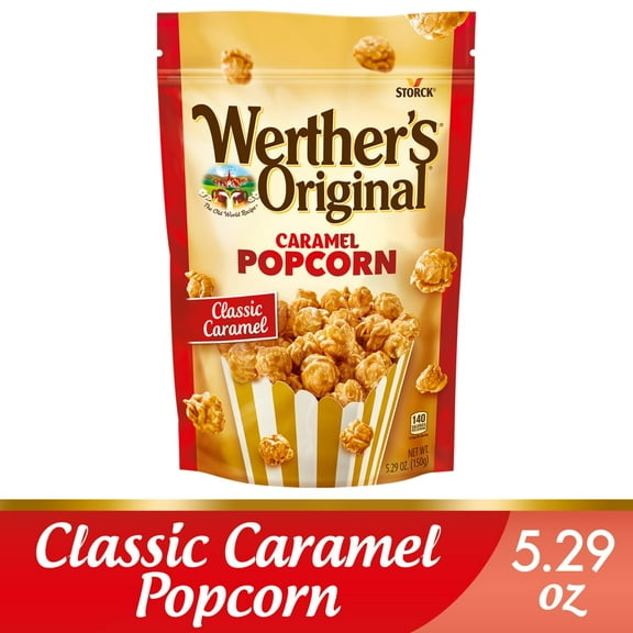 Pack of 4 Werther's Original Caramel Popcorn Resealable Pouch, 5.29 oz (packaging may vary)