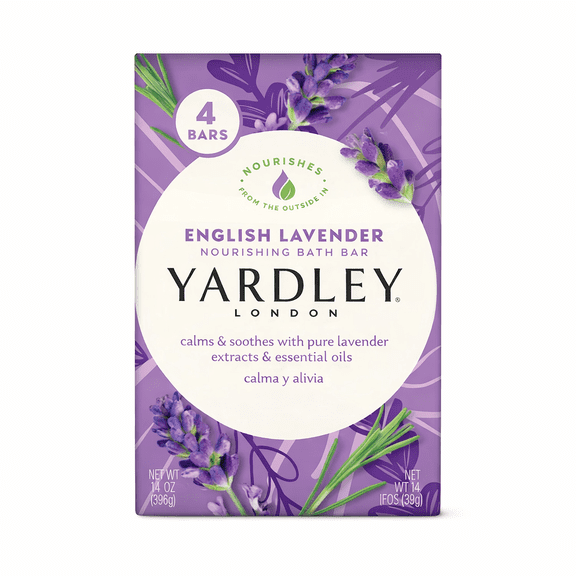 Yardley London Moisturizing Bath Bar, English Lavender, 4 oz, 4 bars