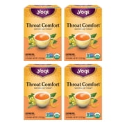 Yogi Tea Throat Comfort - 16 Bags per Pack (4 Packs) - Herbal Tea for Throats - Organic Throat Soothing - Includes Licorice Root, Wild Cherry Bark, Slippery Elm Bark & More