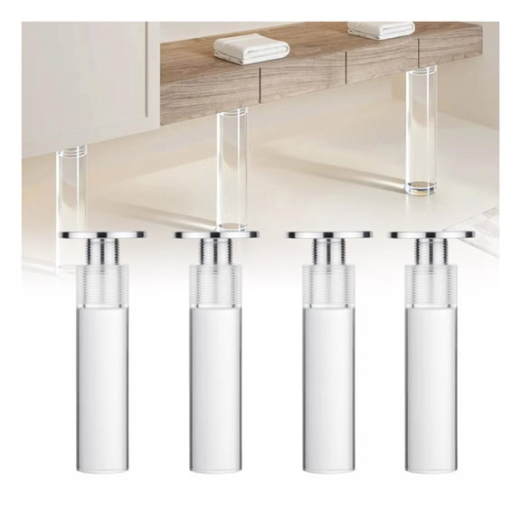 Pack of 4 acrylic coffee table furniture feet, adjustable transparent, Replacement sofa feet for cupboard sofa bed