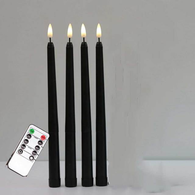 Pack of 4 or 8 Remote Or Not Remote Black LED Taper Candles For
