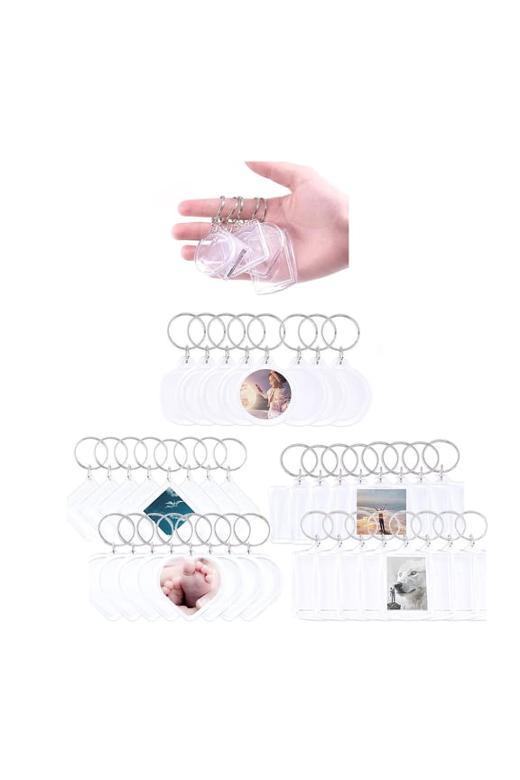 Pack of 40 Acrylic Keychain Blanks Customizable Keychains Picture Frame Pendant Keyring Photo Frame Key Holder Jewelry