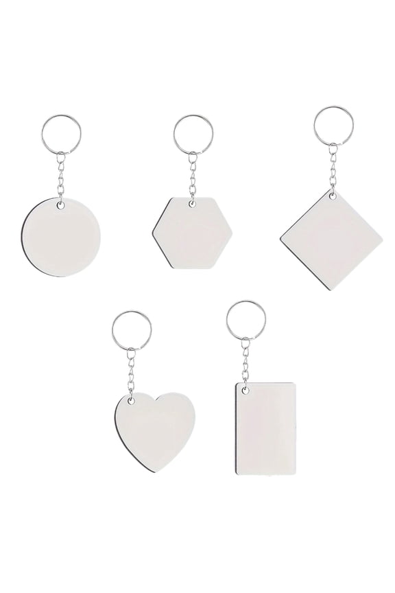Pack of 40 Double Sided Heat Transfer Keyring Heat Pressed Keychains Sublimation Rings Blanks Set Ornament
