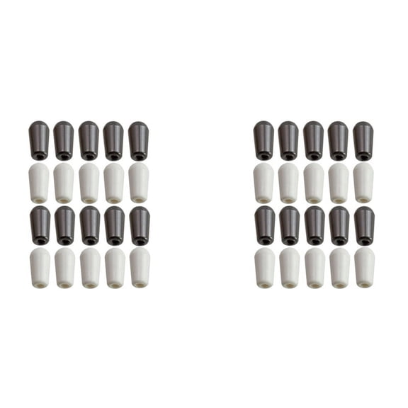 Pack of 40 Guitar 3 Way Toggle Switch Cap Tips Buttons for / Guitar Accessory 4mm,40 x Guitar Toggle Knobs,Black & white