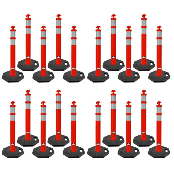 (Pack of 40) RK DPOST2T Polyethylene Portable Delineator Post with 13 lbs Octagonal Rubber Base, 42" Height, Orange