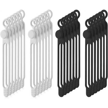 Pack of 40 , Silicone , Reusable, Holder, , Adjustable , Multipurpose Cable Organisation, Black + White