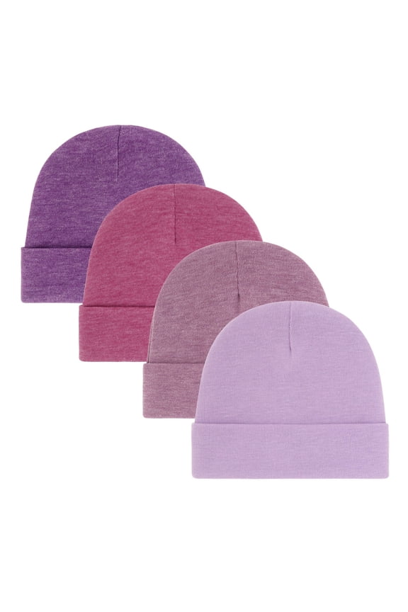 Pack of 4pcs Newborns Cotton Bonnet Hats Soft Stretchy Unisex Baby Nursing Caps for 0 to 3 Months Multiple Occasion