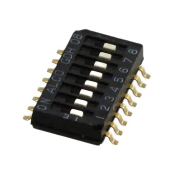 Pack of 5 1-1571983-1 Switch DIP ON Off SPST 8 Recessed Rocker 0.025A 24VDC Gull Wing 1.27mm SMD, Cut Tape, RoHS