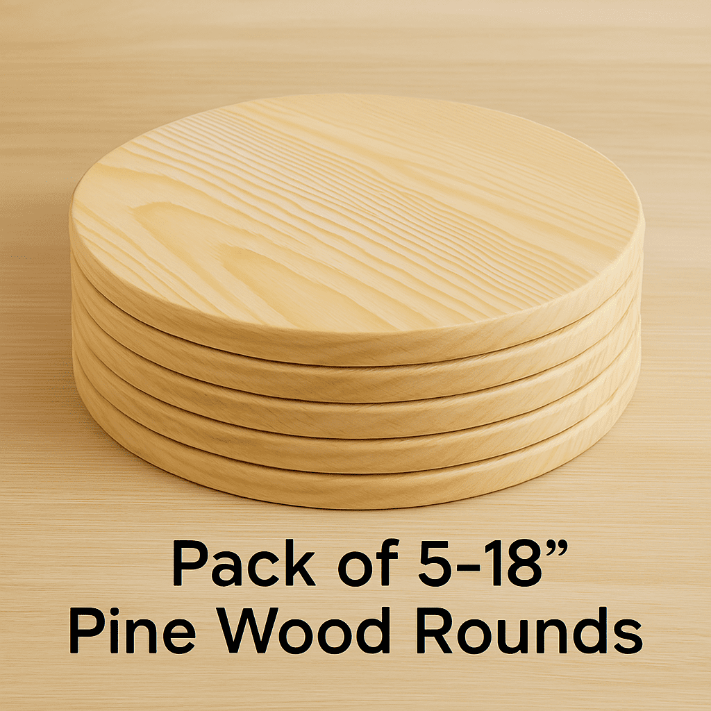 Pack of 5-18 inch wood round, wood slices 18 inch diameter, wood circles 18 inch, wood rounds for crafts 18 inch