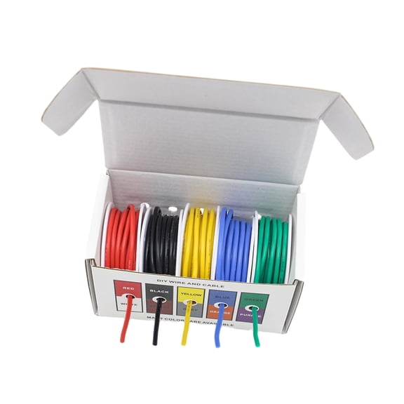 Pack of 5 18AWG Flexible Tinned Copper Wire Insulated Heat Temperature
