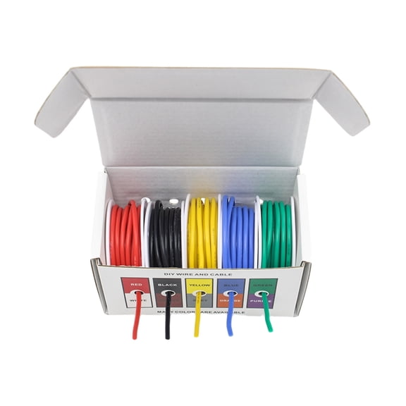 5 Rolls Multicolor 18AWG Stranded Electronic Wire Set Tinned Copper Cores with Temperature Ranges Flexible Insulation