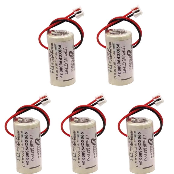 (Pack of 5) 3V Replacement Lithium Battery for Schneider Modicon Quantum 990XCP98000 990-XCP-980-00 PLC Backup Power Supply