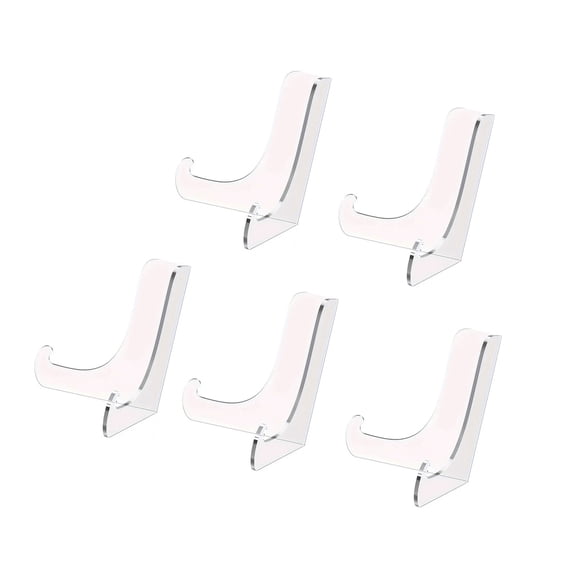 Pack of 5 Acrylic Display Plate Stand Clear Easel Holder for Cards Books Photo Frames Pictures Magazines CDs and Phones
