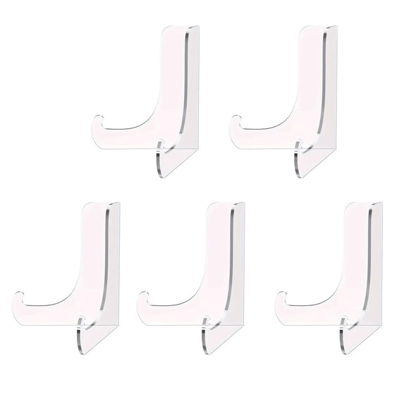 Pack of 5 Acrylic Display Plate Stand Clear Easel Holder for Cards Books Photo Frames Pictures Magazines CDs and Phones