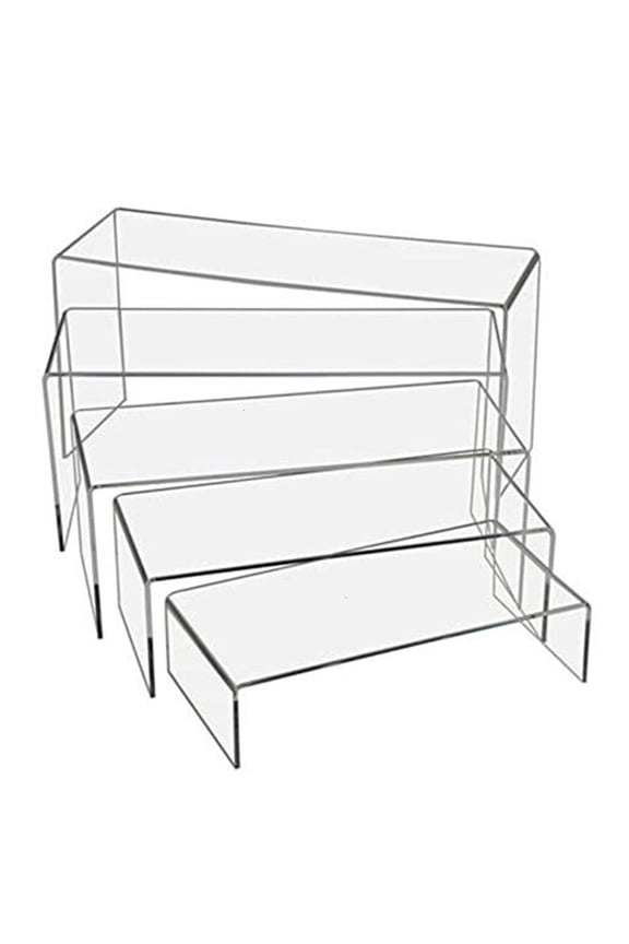 Pack of 5 Acrylic Display Risers Stand Large Clear Shelves Racks for Cupcake Figures Toy Collectibles Perfume and More